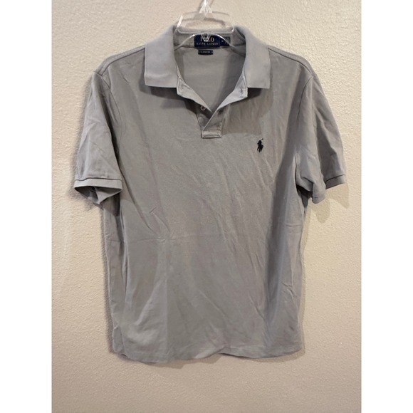 Polo‎ Ralph Lauren Classic Fit Gray Polo Shirt Short Sleeve Medium - Picture 1 of 4